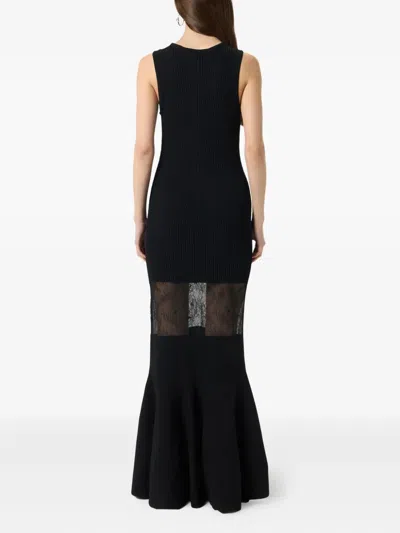 Blumarine Lace-panelled Sleeveless Gown In Black