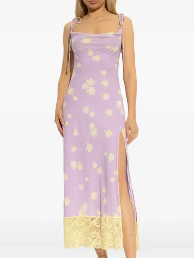 Self-portrait Cowl-neck Lace-trimmed Midi Dress In Multi