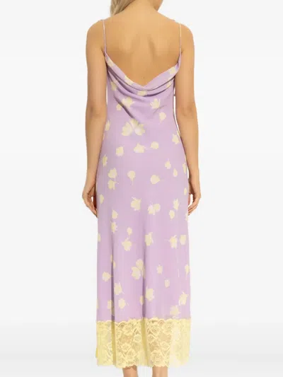 Self-portrait Cowl-neck Lace-trimmed Midi Dress In Multi