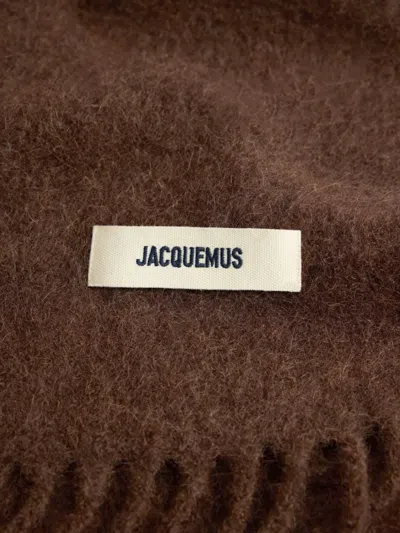 Jacquemus Logo-patch Scarf In Brown