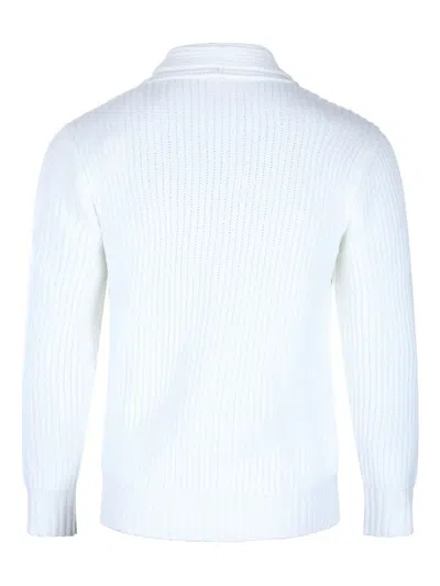 Eleventy Ribbed Texture Shawl Collar Long Sleeves In Blue