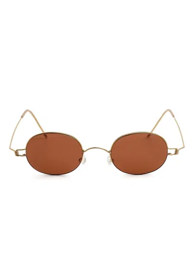 Lindberg Round-frame Sunglasses In Brown