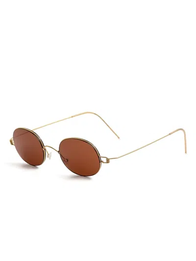 Lindberg Round-frame Sunglasses In Brown