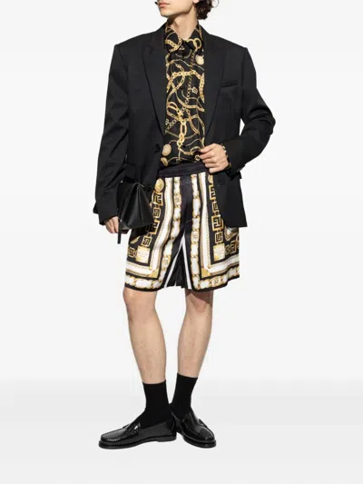 Balmain Chain-print Shorts In Black