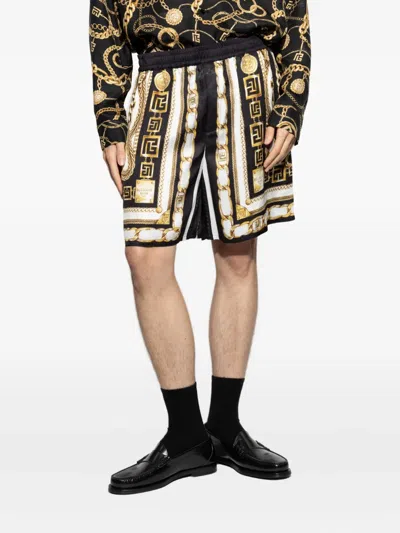 Balmain Chain-print Shorts In Black