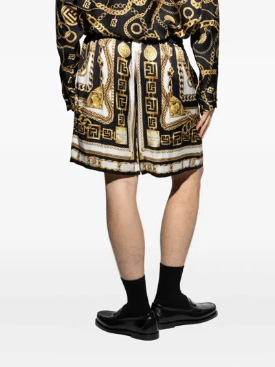 Balmain Chain-print Shorts In Black