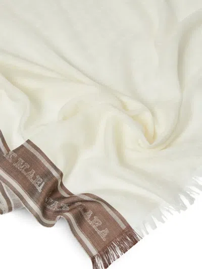 Max Mara Fringed Scarf In Neutral