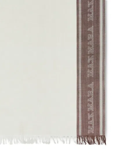 Max Mara Fringed Scarf In Neutral
