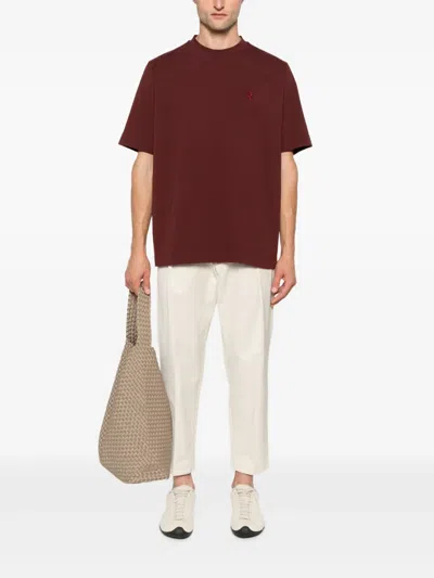 Rhun Logo-embroidered T-shirt In Burgundy