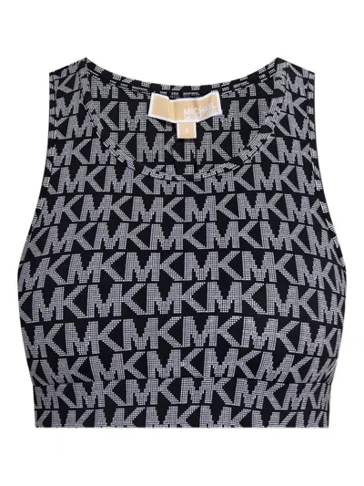 Michael Michael Kors Logo-print Racer-back Top In Black