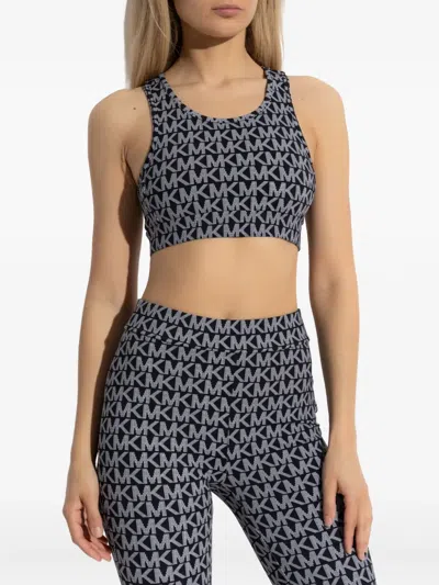 Michael Michael Kors Logo-print Racer-back Top In Black
