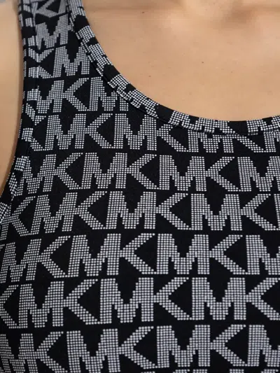 Michael Michael Kors Logo-print Racer-back Top In Black