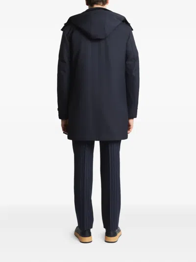 Fay Long Coat Jersey Hood Pockets