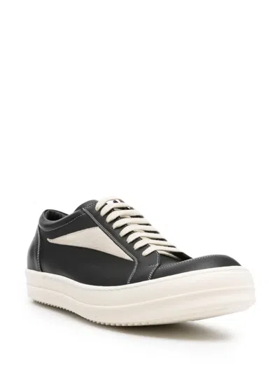Rick Owens Panelled Leather Sneakers In Black