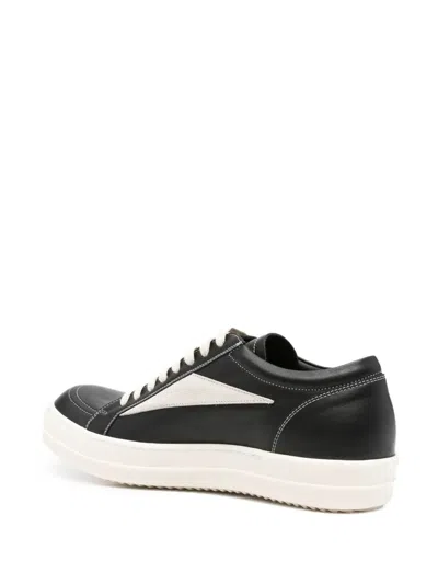 Rick Owens Panelled Leather Sneakers In Black