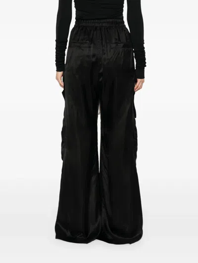 Rick Owens Womens Black Cargobelas Wide-leg Satin Trousers In Black
