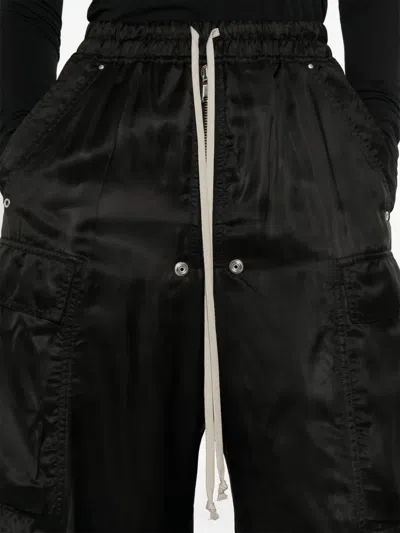 Rick Owens Womens Black Cargobelas Wide-leg Satin Trousers In Black