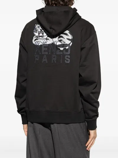 Kenzo Happy Tiger Hoodie In Black
