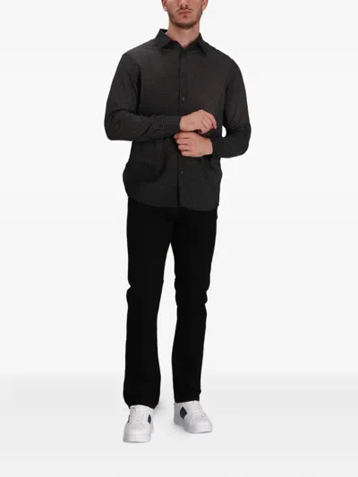 Emporio Armani Geometric-print Long-sleeve Shirt In Black