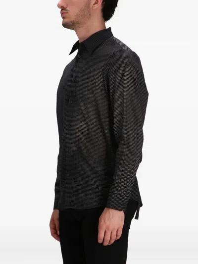 Emporio Armani Geometric-print Long-sleeve Shirt In Black
