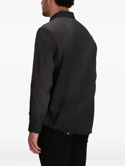 Emporio Armani Geometric-print Long-sleeve Shirt In Black