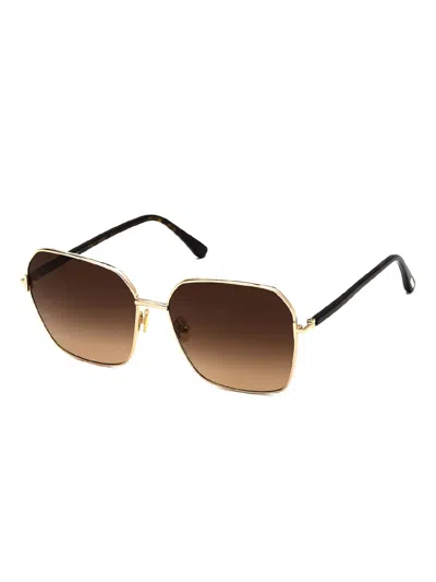 Tom Ford Claudia Square-frame Sunglasses In Gold