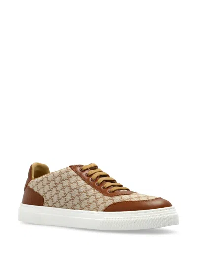 Max Mara Embroidered Canvas Sneakers Contrast Panels In White