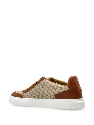 Max Mara Embroidered Canvas Sneakers Contrast Panels In White