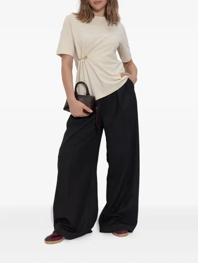 Kenzo Safety Pin-detail Gathered T-shirt In Neutral