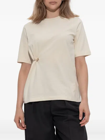 Kenzo Safety Pin-detail Gathered T-shirt In Neutral
