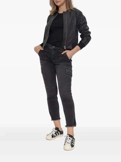 Allsaints Orten Desserto Faux Leather Bomber Jacket In Black