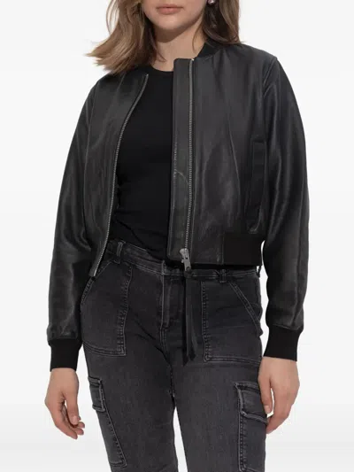 Allsaints Orten Desserto Faux Leather Bomber Jacket In Black