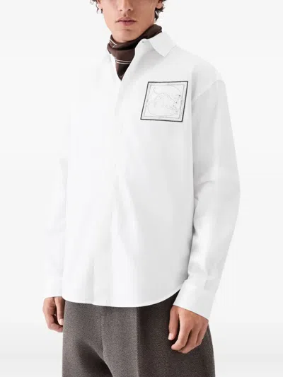Jacquemus Le Simon ml Graphic Print-pocket Shirt In White