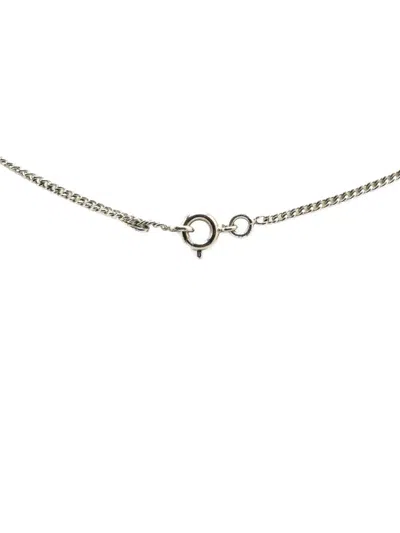 Pre-owned Chanel 2000-2010 Silver Enamel Cc Pendant Necklace Costume Necklace