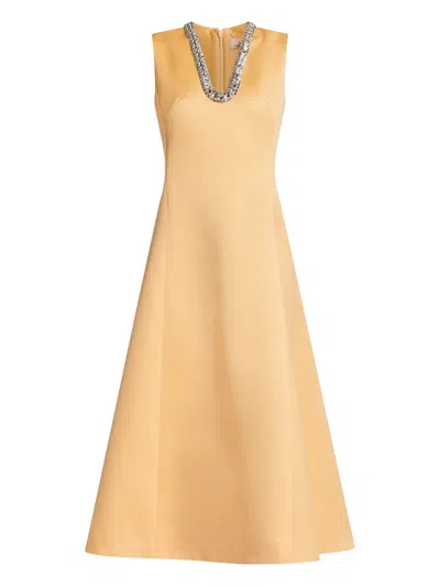 Leo Lin Nicola Embellished Midi Dress In Yellow