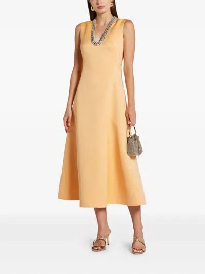 Leo Lin Nicola Embellished Midi Dress In Yellow
