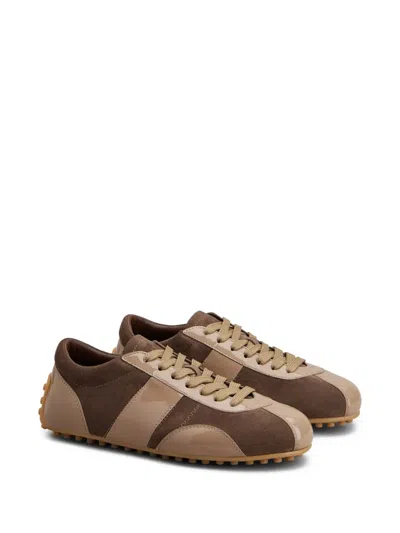 Tod's Panelled Sneakers In Brown