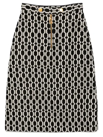 Pre-owned Gucci Monochrome Pattern Skirt