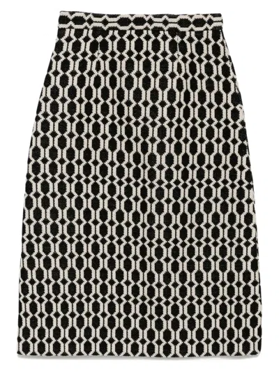 Pre-owned Gucci Monochrome Pattern Skirt
