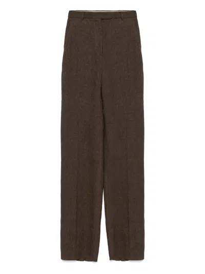 Max Mara Linen High-waisted Trousers In Black
