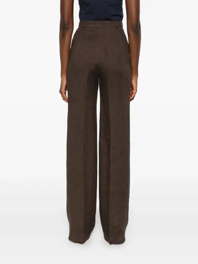 Max Mara Linen High-waisted Trousers In Black