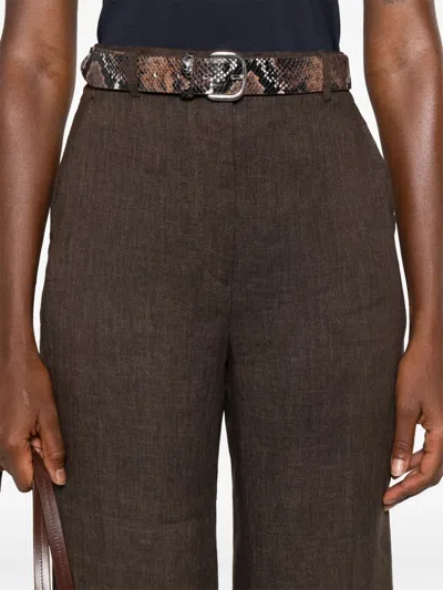 Max Mara Linen High-waisted Trousers In Black