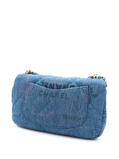 Pre-owned Chanel 2021-2025 Mini Rectangular Quilted Denim Mood Flap Crossbody Bag