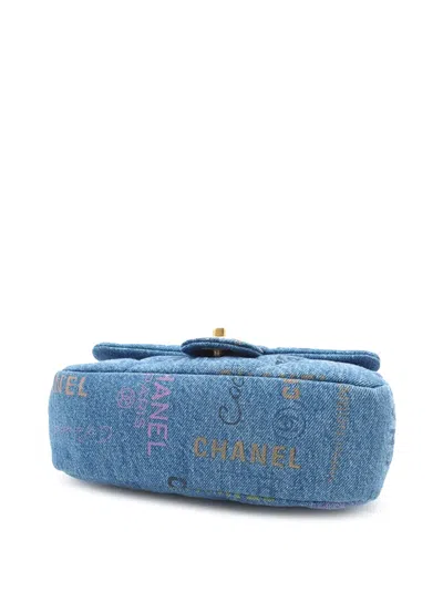 Pre-owned Chanel 2021-2025 Mini Rectangular Quilted Denim Mood Flap Crossbody Bag