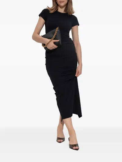 Allsaints Anna Short-sleeve Cotton Maxi Dress In Black
