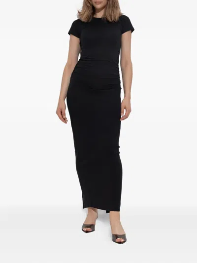Allsaints Anna Short-sleeve Cotton Maxi Dress In Black