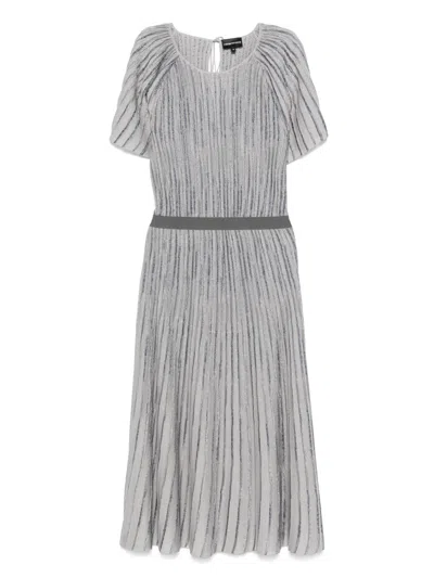 Emporio Armani Pleated Dress In Gray