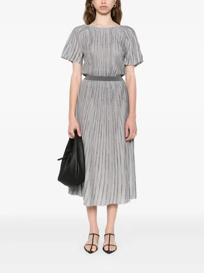 Emporio Armani Pleated Dress In Gray