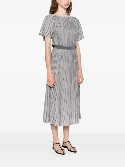 Emporio Armani Pleated Dress In Gray