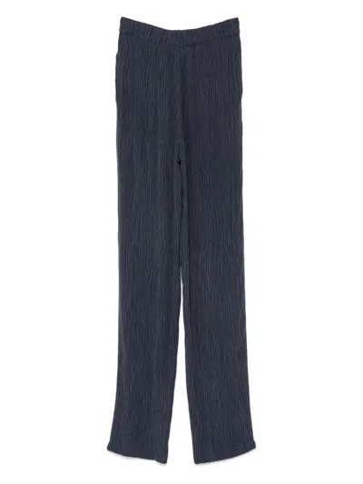 Emporio Armani Plissé-effect Trousers In Black